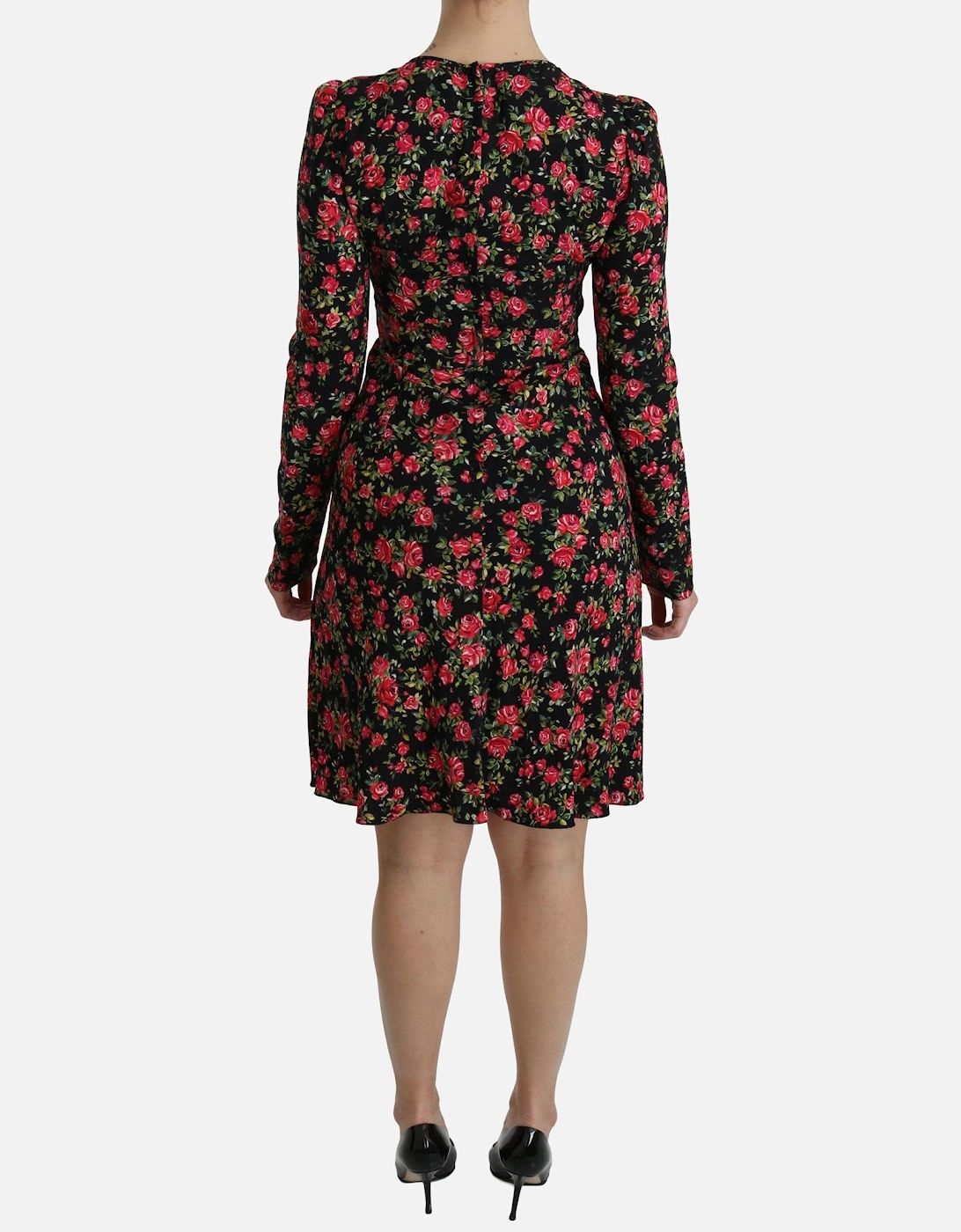 Dolce Gabbana FloralPrint Silk Dress Midi Women - Black Dresses