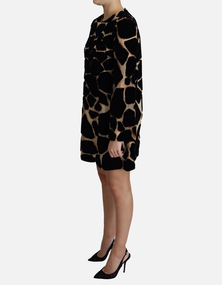 Velvet Mini Dress Giraffe Print Women - Black Dresses