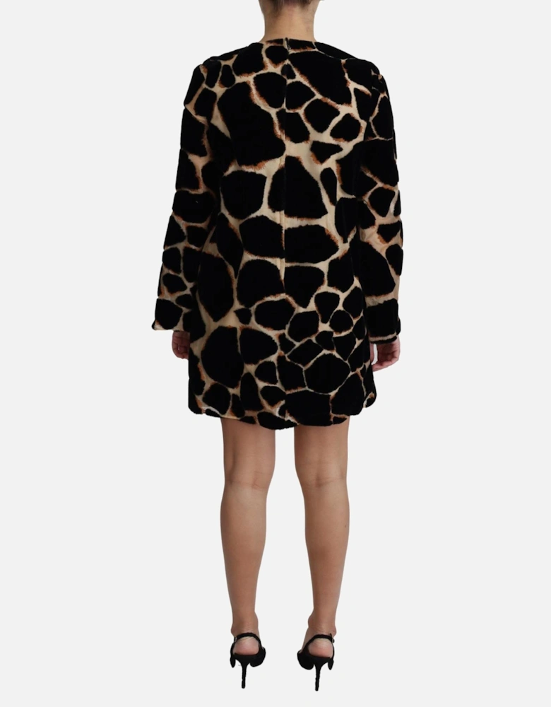 Velvet Mini Dress Giraffe Print Women - Black Dresses