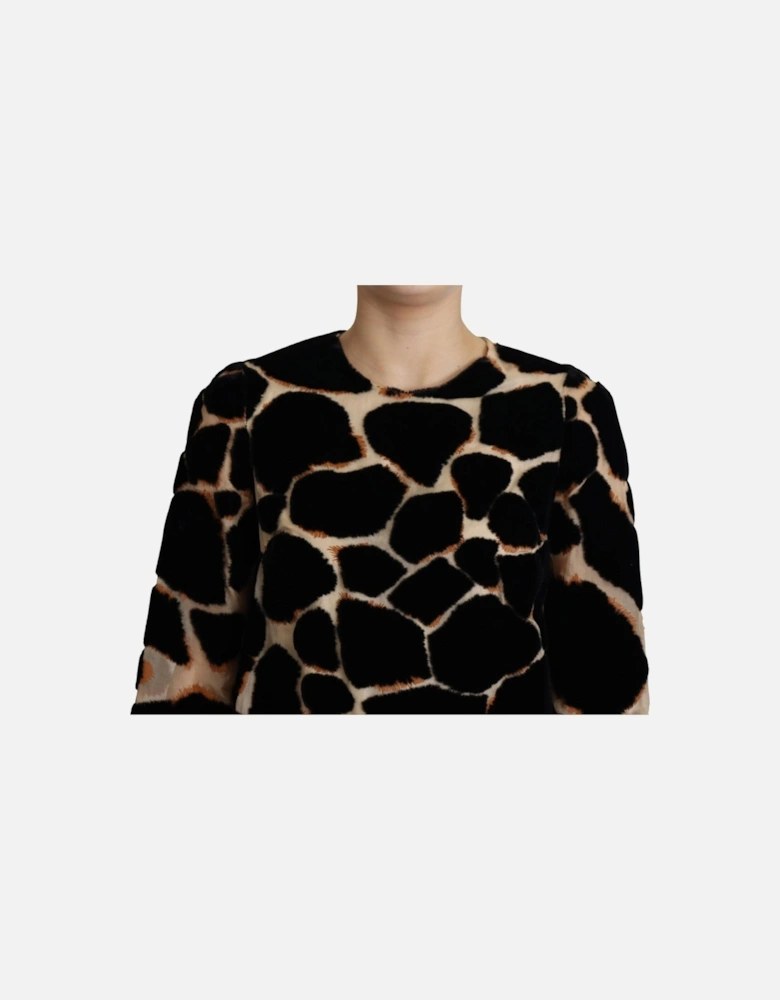 Velvet Mini Dress Giraffe Print Women - Black Dresses