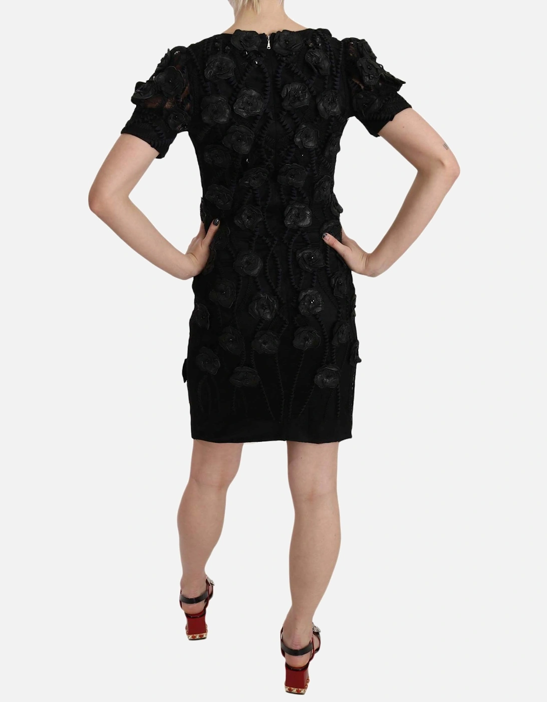 Black Floral Appliqu Dress Women Dresses
