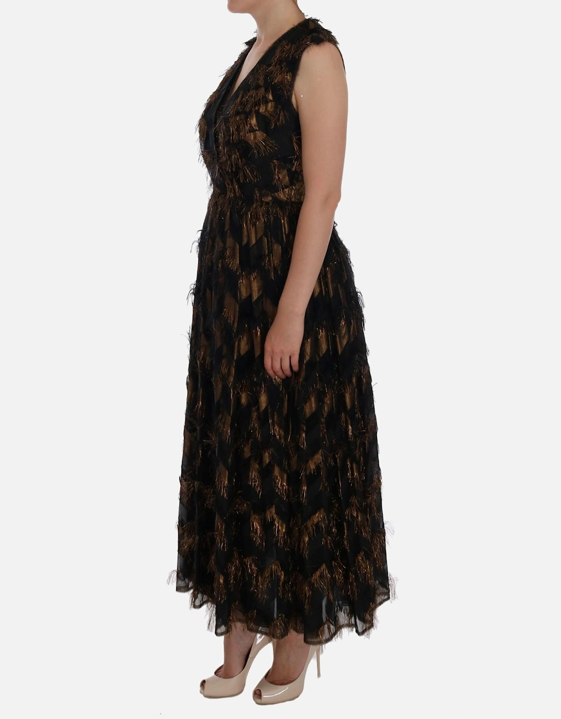 Metallic Fringed Midi Dress Women - Black Dresses