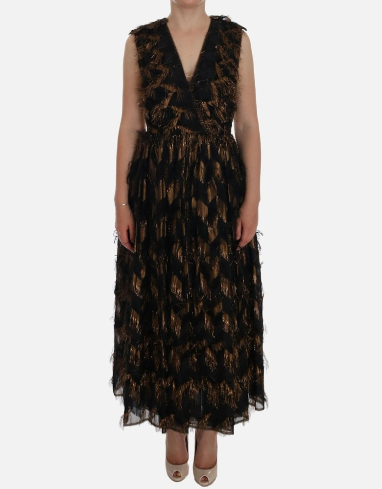 Metallic Fringed Midi Dress Women - Black Dresses