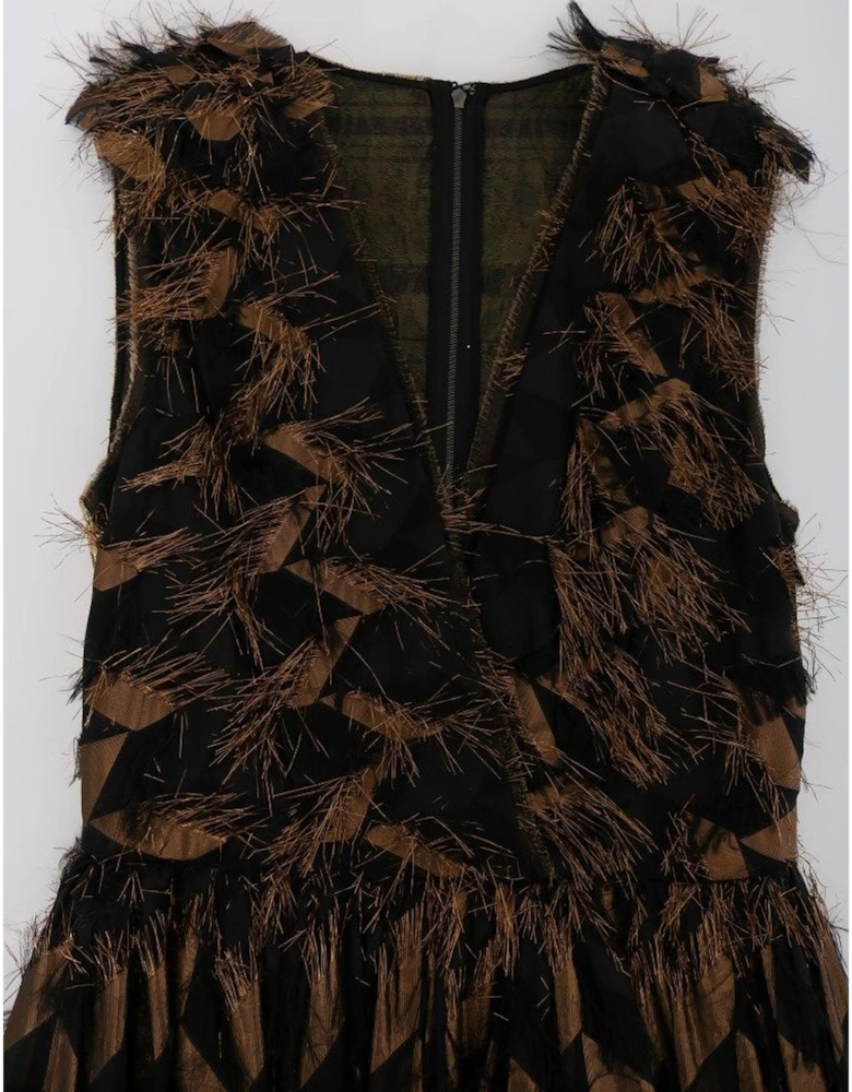Metallic Fringed Midi Dress Women - Black Dresses