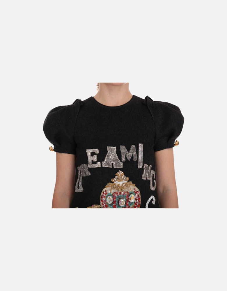 Embellished Mini Dress Jeweled Carriage Women - Gray Dresses