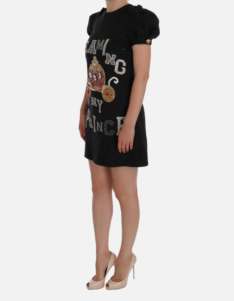 Embellished Mini Dress Jeweled Carriage Women - Gray Dresses