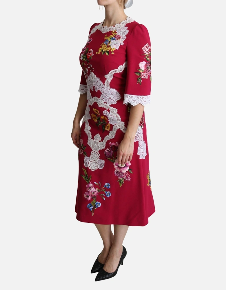 Floral Lace Midi Dress Model DR2636 Women - Red Dresses