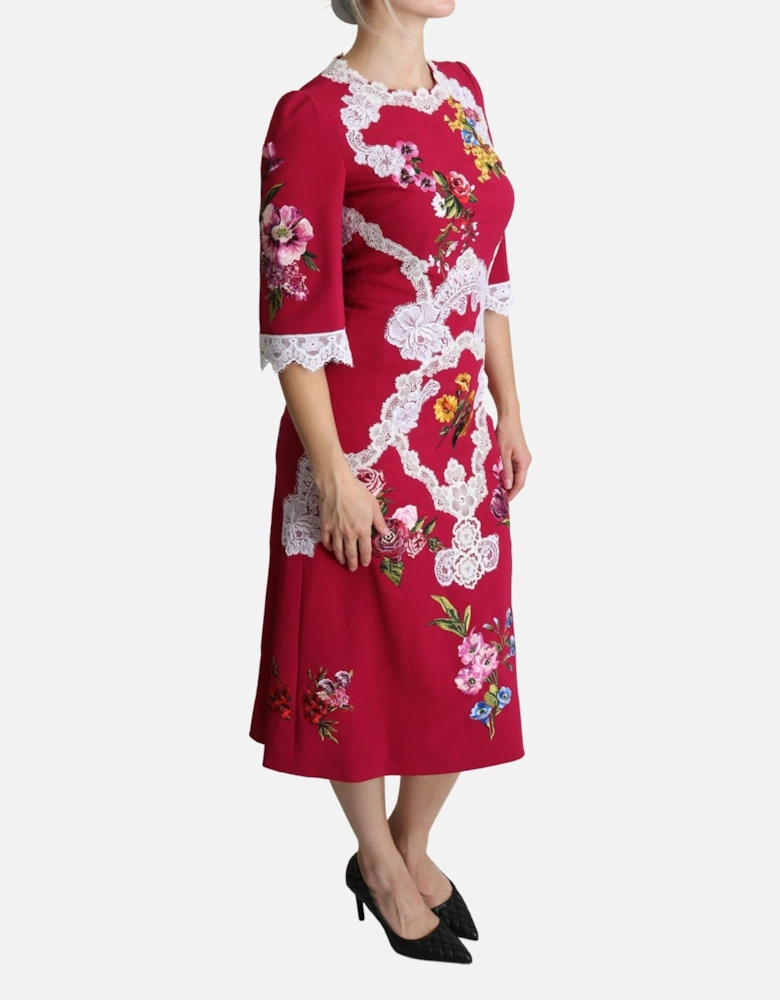 Floral Lace Midi Dress Model DR2636 Women - Red Dresses