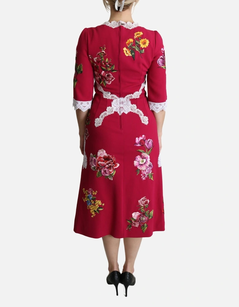 Floral Lace Midi Dress Model DR2636 Women - Red Dresses