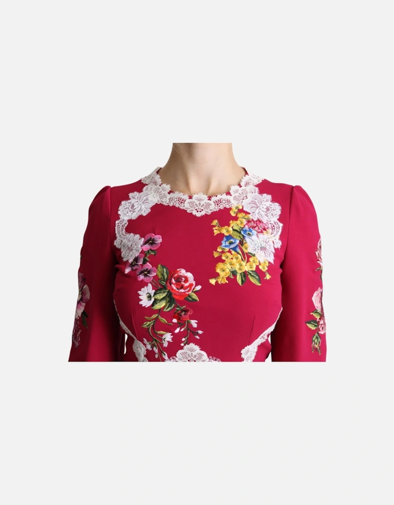 Floral Lace Midi Dress Model DR2636 Women - Red Dresses