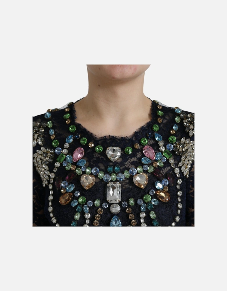 Embellished Lace Dress Mermaid Gown Women - Blue Dresses