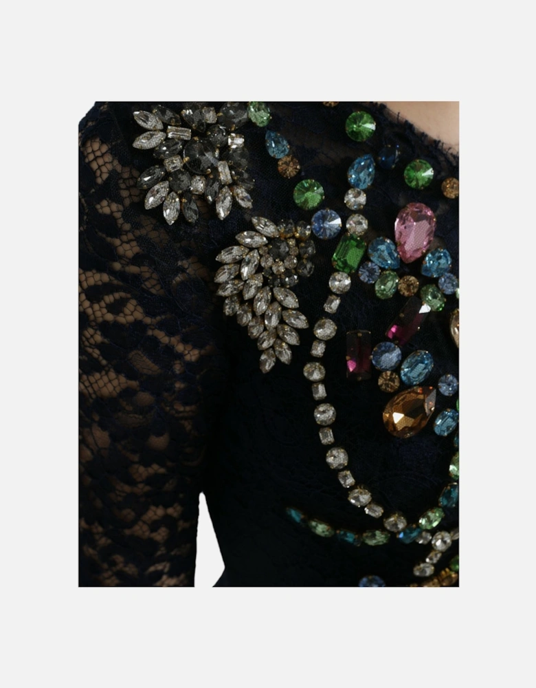 Embellished Lace Dress Mermaid Gown Women - Blue Dresses