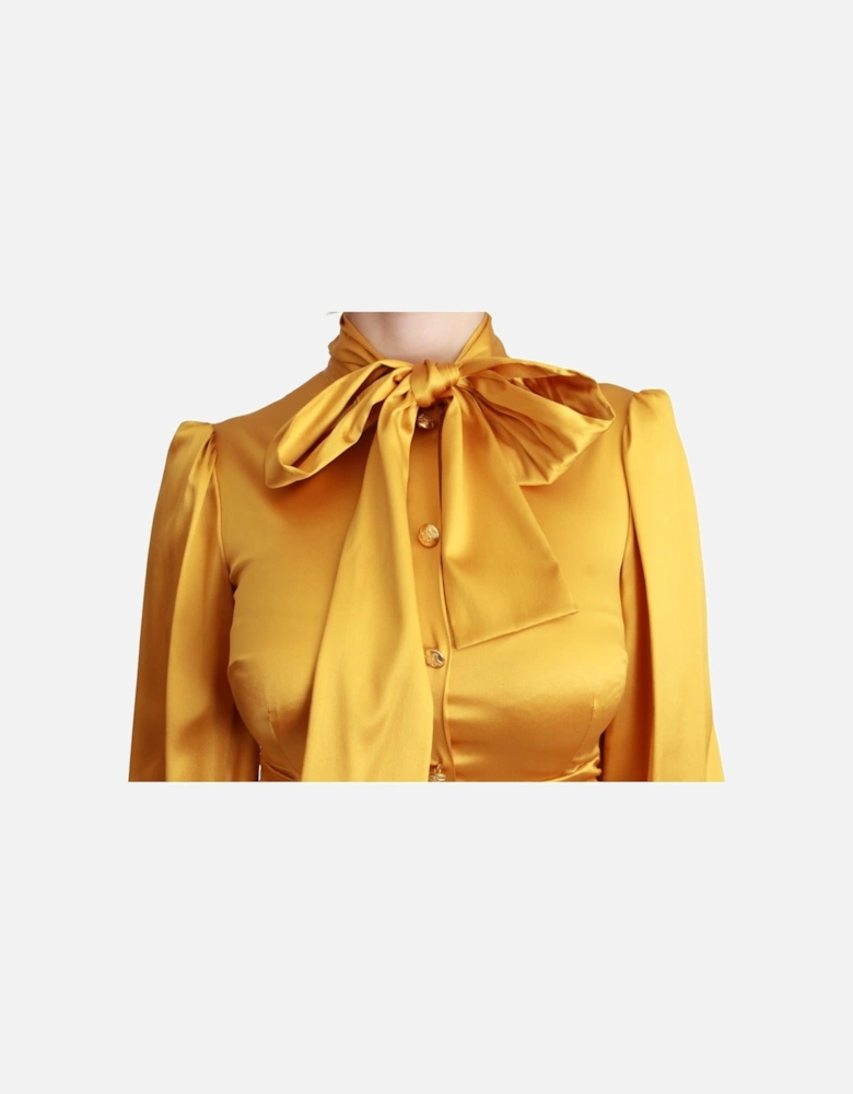 Dolce Gabbana Mini Dress Mustard Yellow Satin Women Dresses