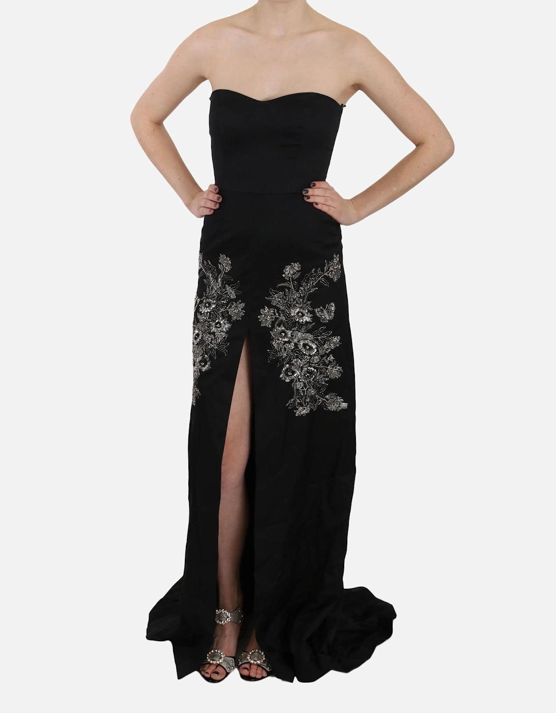 Embellished Gown Long Evening Dress Women - Black Dresses, 6 of 5