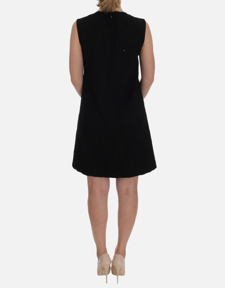 Sleeveless Mini Shift Dress with Multicolor Applique Women - Black