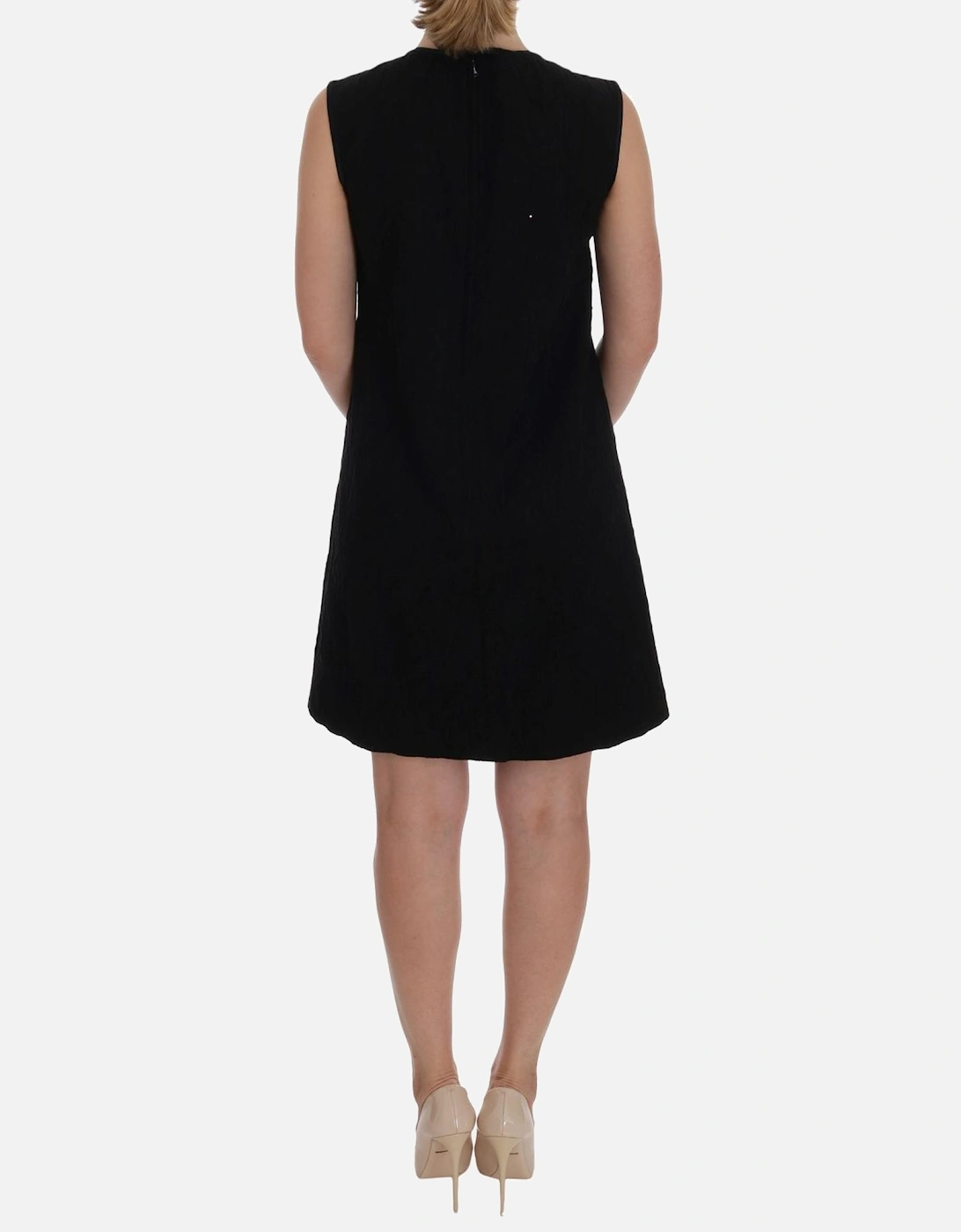 Sleeveless Mini Shift Dress with Multicolor Applique Women - Black