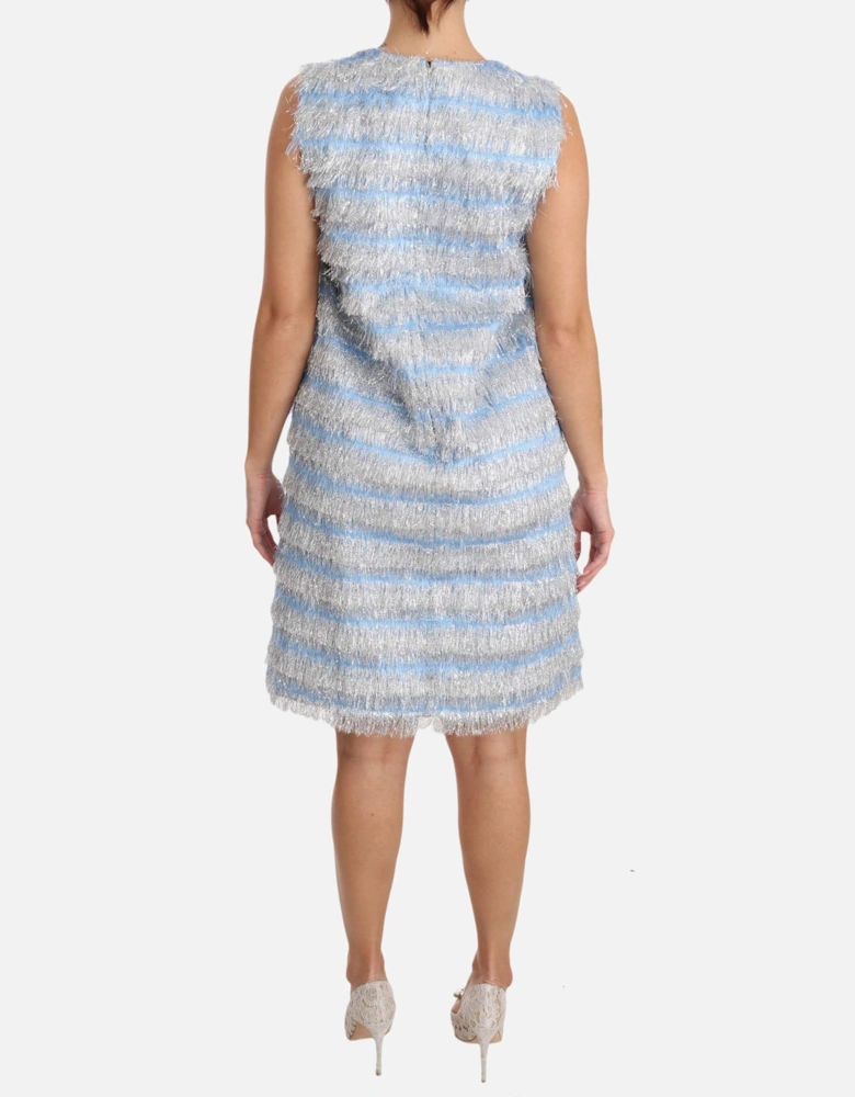 Fringe Mini Dress Sleeveless ALine Women - Light Blue Dresses