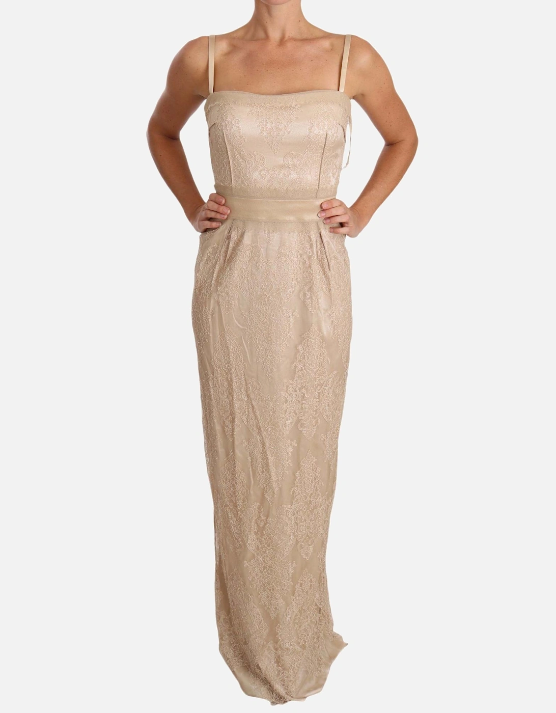 Dolce Gabbana Lace Evening Dress Women - Beige Dresses, 6 of 5