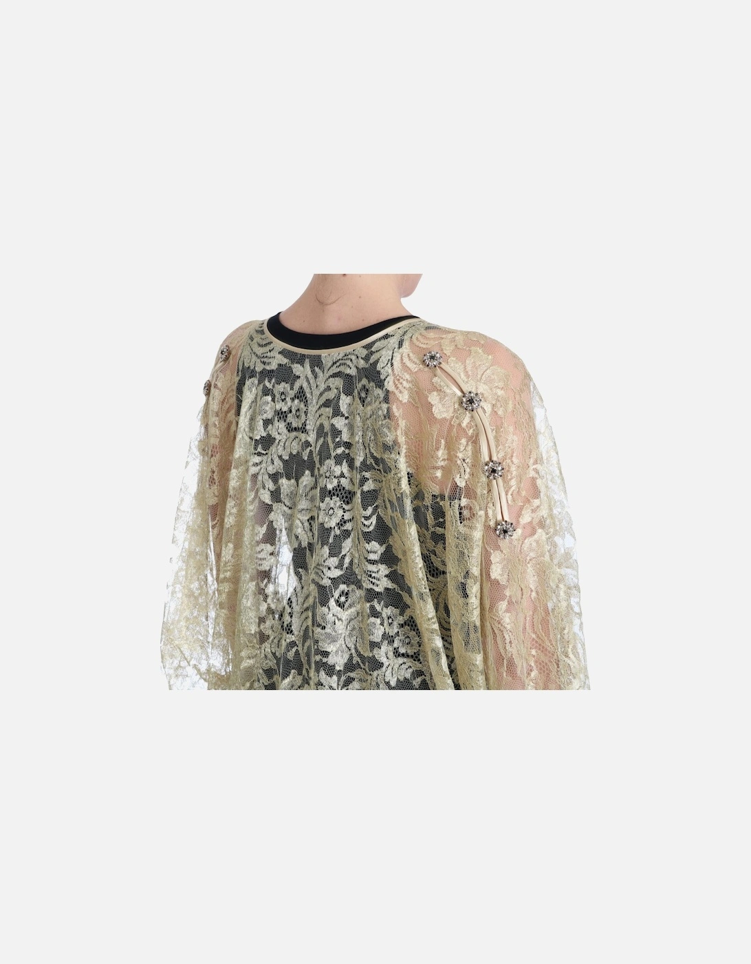 Lace Maxi Dress VNeck 34 Sleeves Women - Gold Dresses