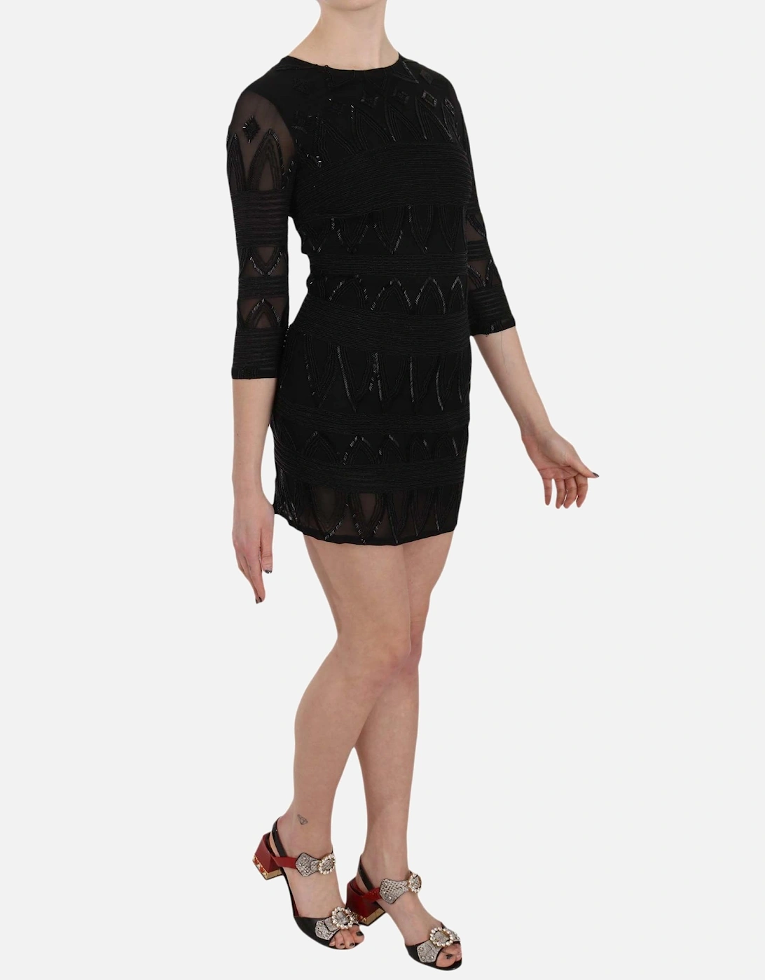 Sequin Beaded Sheath Mini Dress Women - Black Dresses