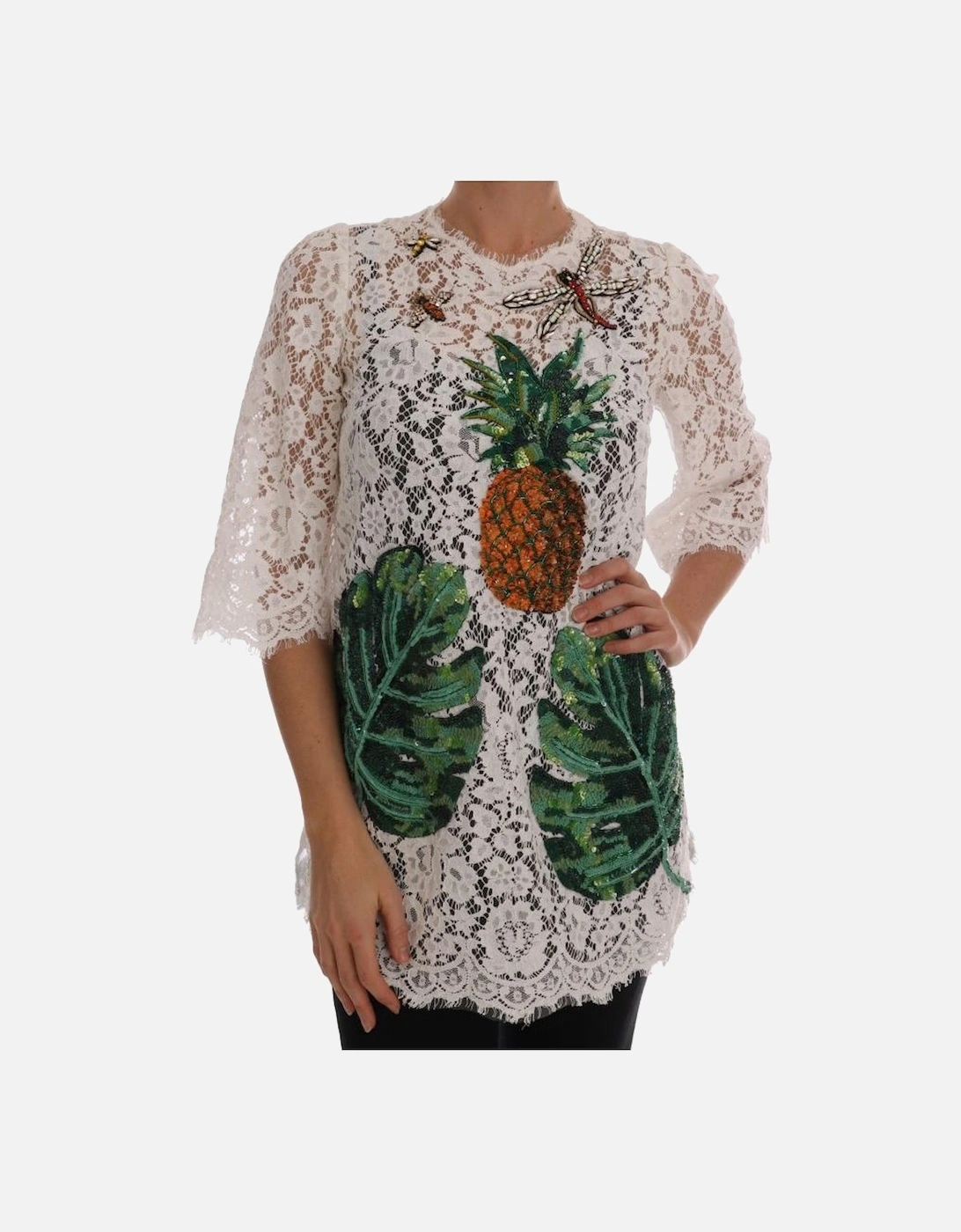 Pineapple Lace Top DR1358 Women - White T-Shirts, 7 of 6
