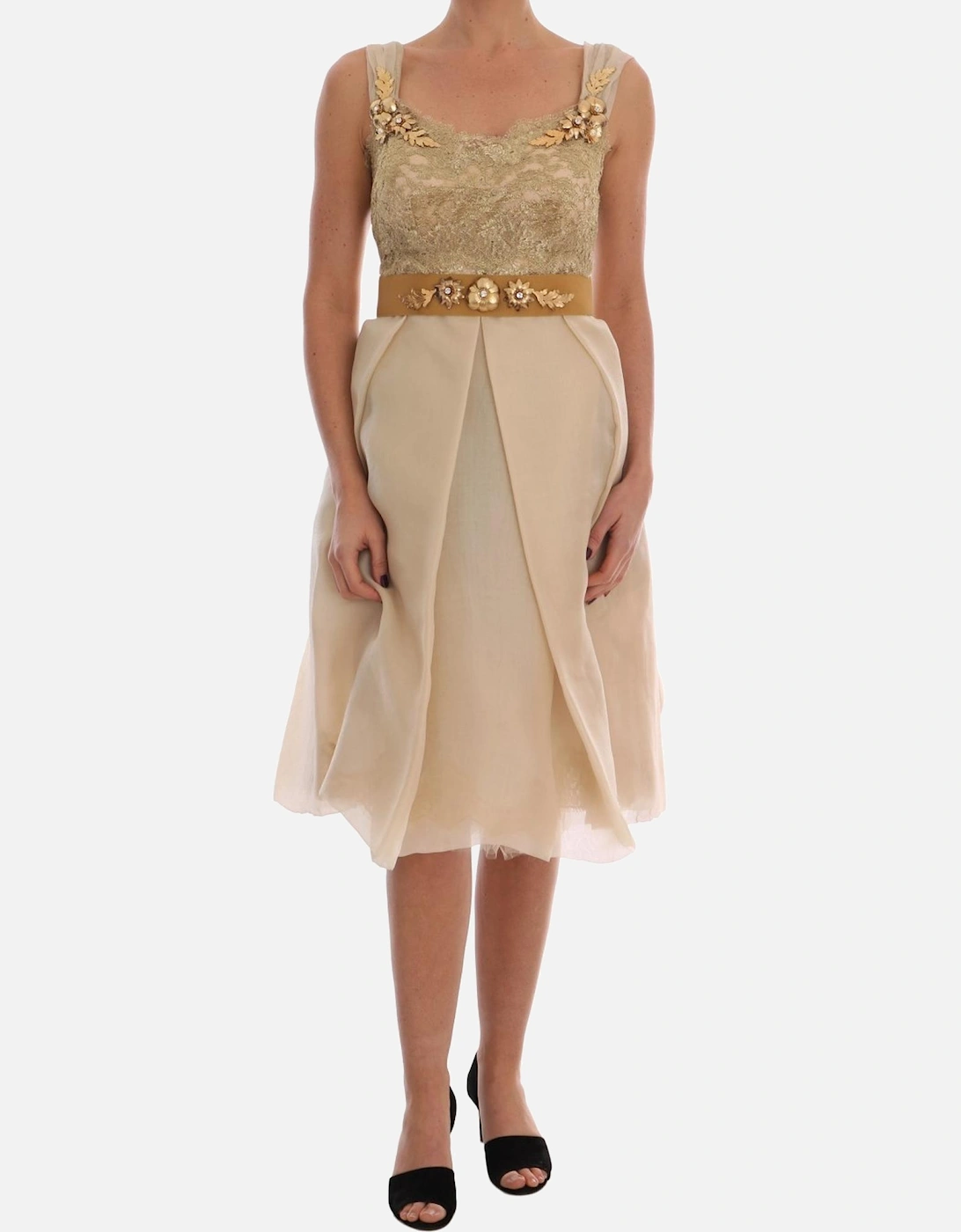 Dolce Gabbana Dress Sleeveless Aline Beige Women - Gold Dresses, 7 of 6