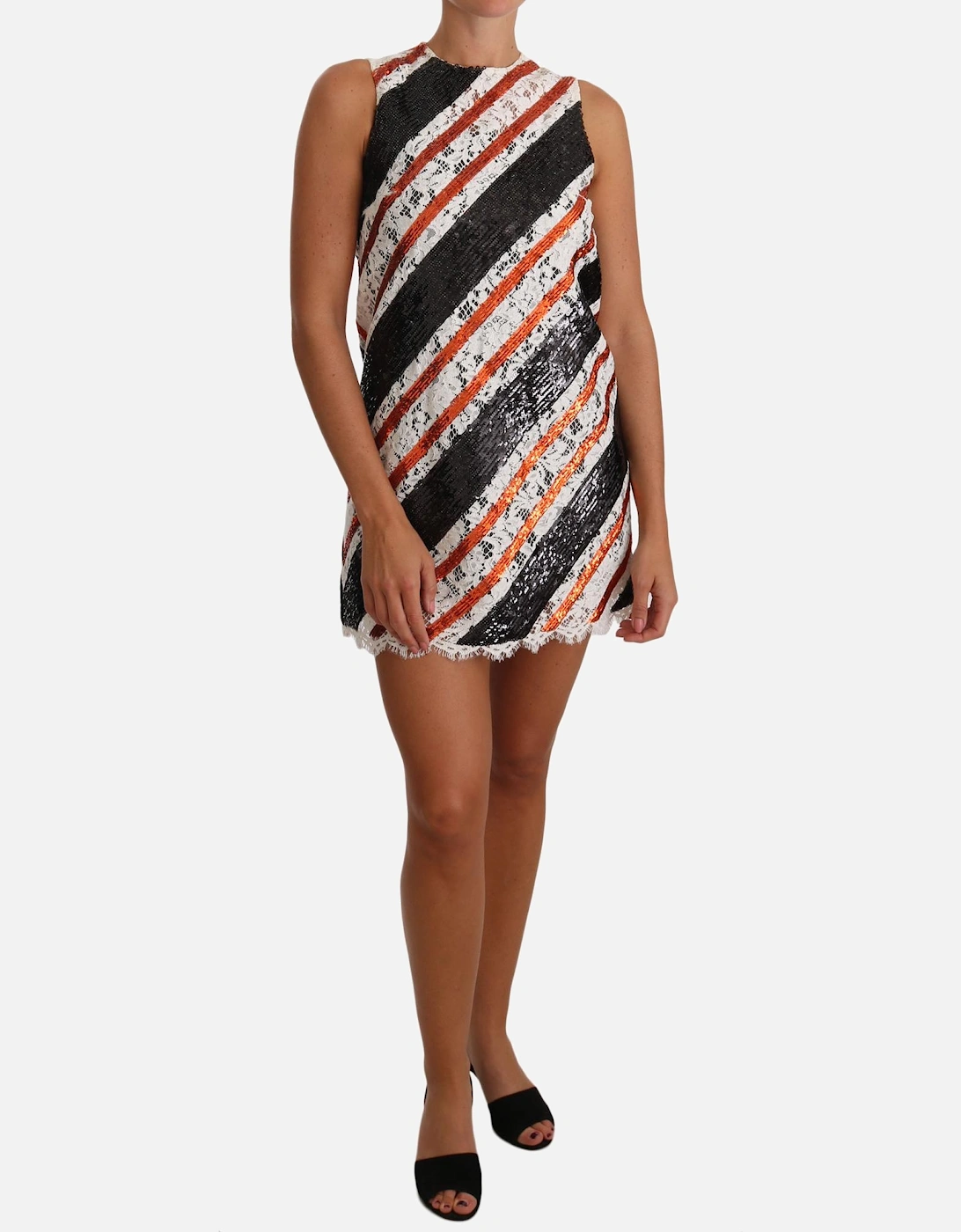 Sequin Embellished Nylon-Cotton-Blend Dress Women - White Dresses, 5 of 4