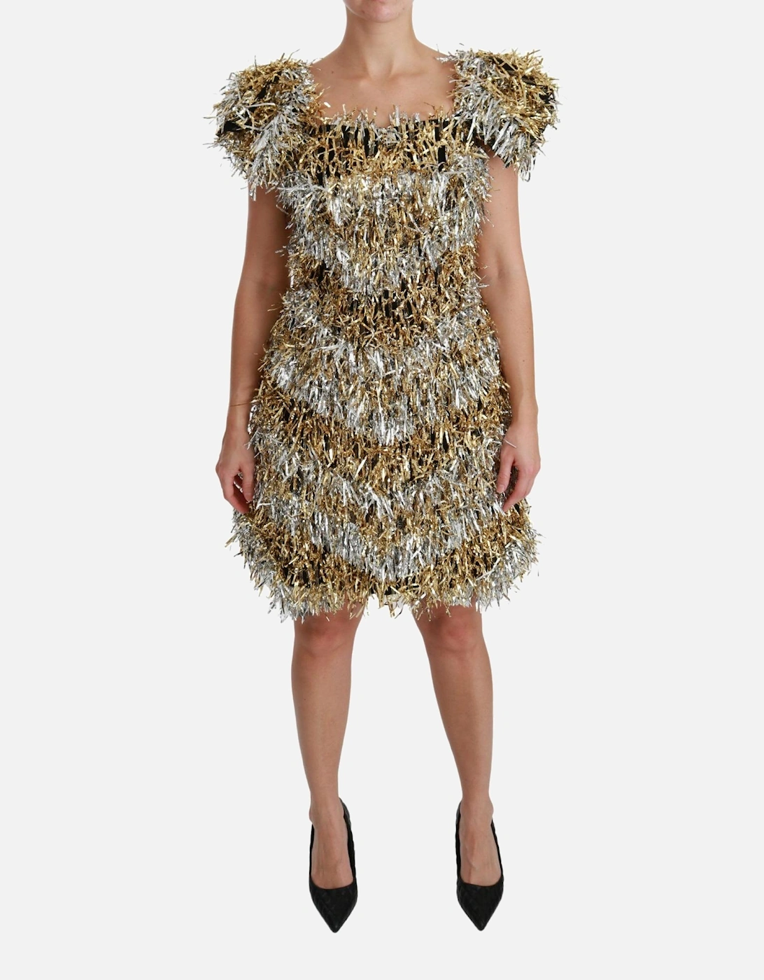 Metallic Fringe Mini Dress Women - Silver Dresses, 7 of 6