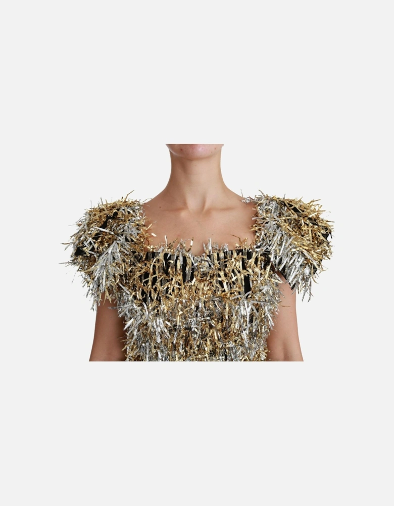 Metallic Fringe Mini Dress Women - Silver Dresses