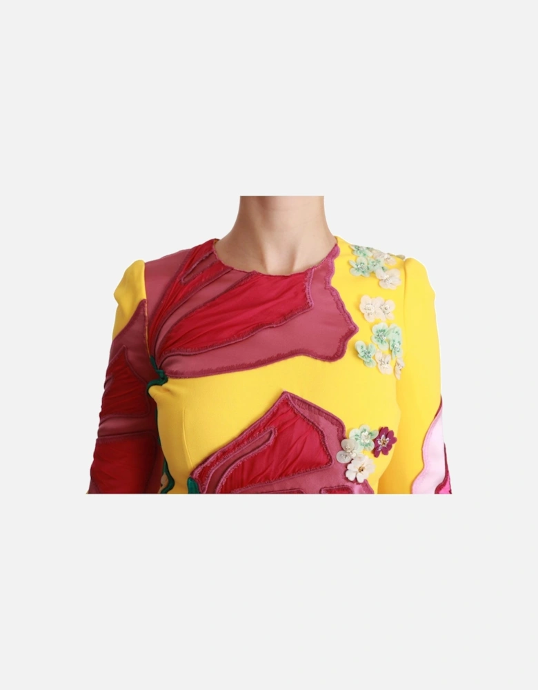 Floral Appliqu Dress Yellow Women Dresses