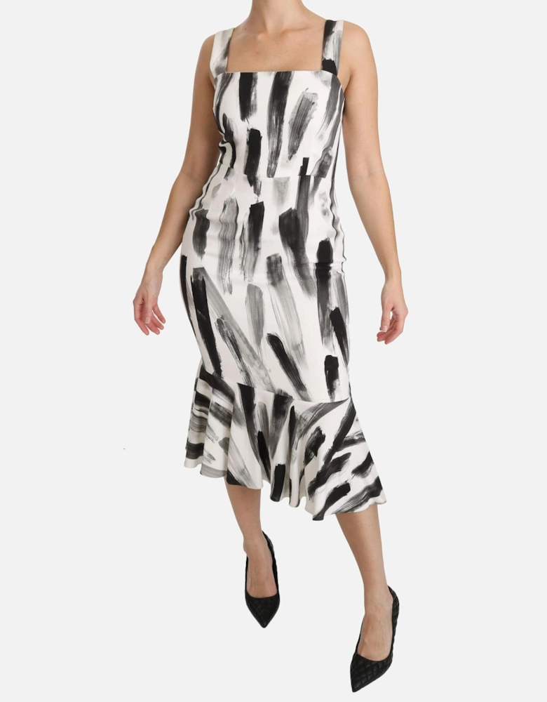 Midi Fit Flare Paint Splatter Dress Women - White Dresses