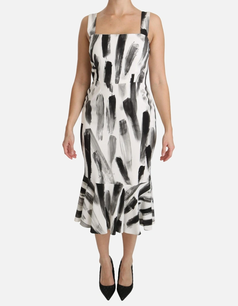 Midi Fit Flare Paint Splatter Dress Women - White Dresses