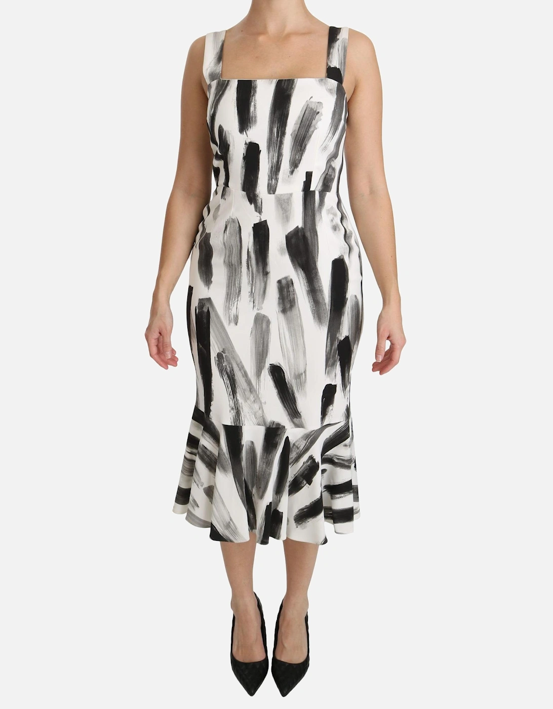Midi Fit Flare Paint Splatter Dress Women - White Dresses, 7 of 6