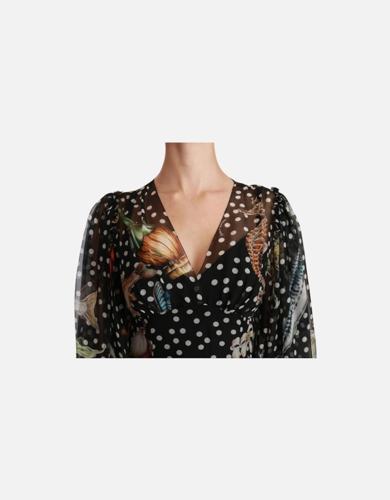 Dolce Gabbana Printed silk midi dress Polka dots Women - Black Dresses