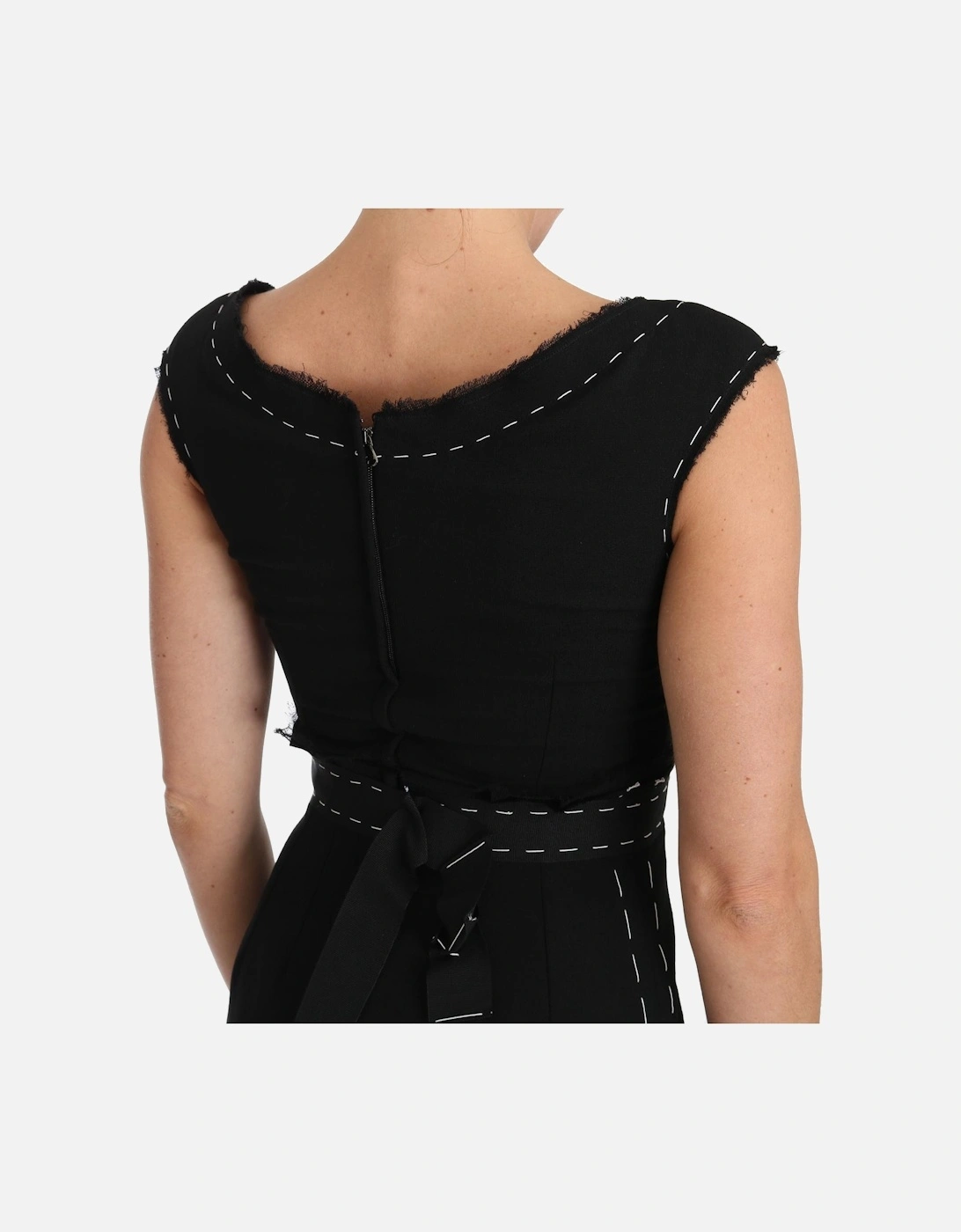 Aline Midi Dress Contrast Stitch Women - Black Dresses