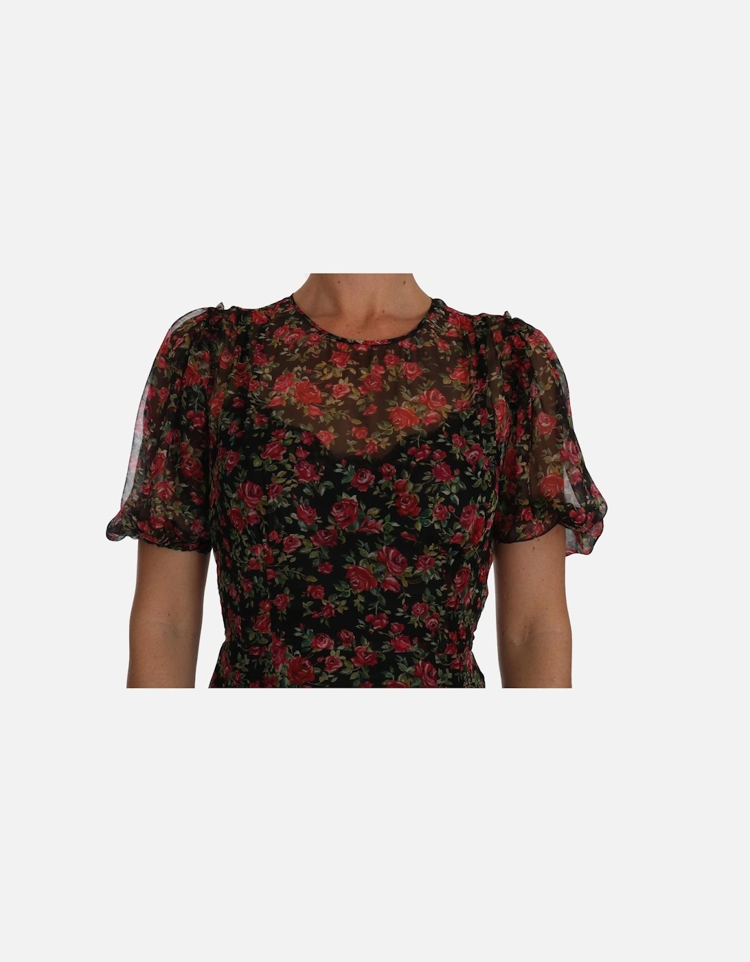 FloralPrint Silk Chiffon Gown Maxi Dress Women - Black Dresses