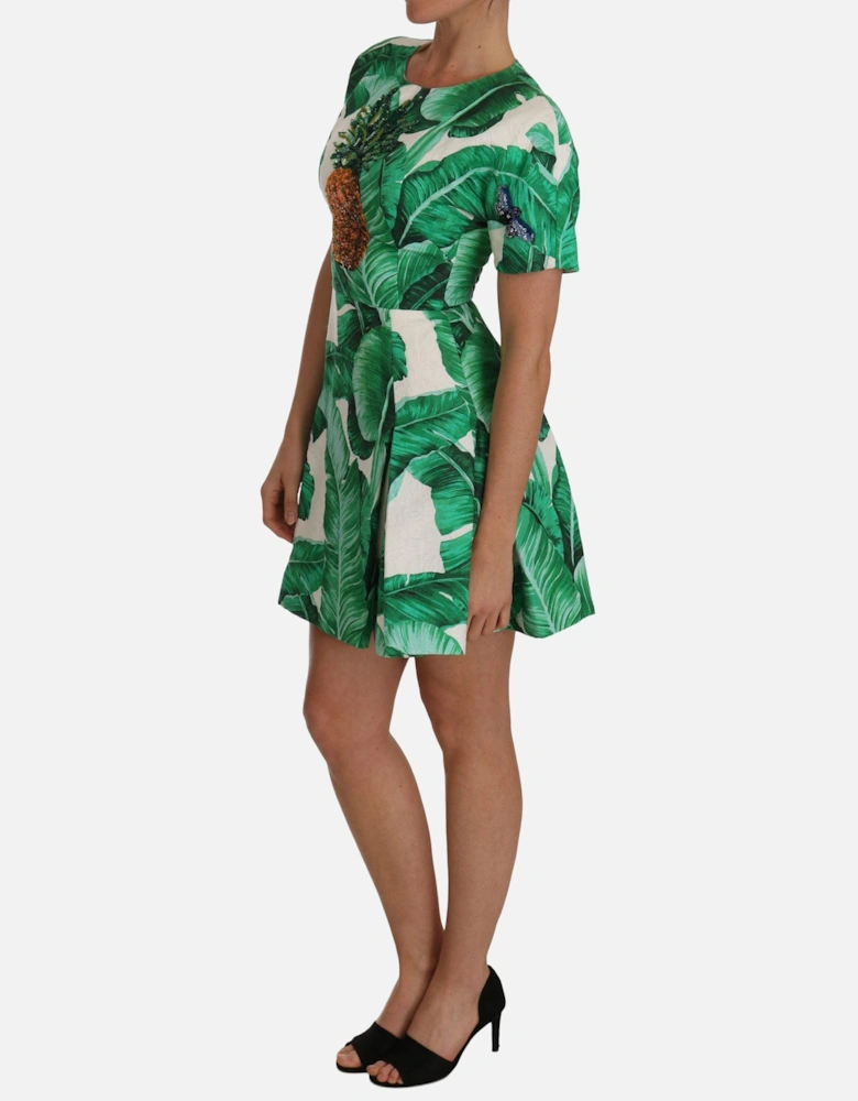 Printed Mini Dress Pineapple Model Women - Green Dresses