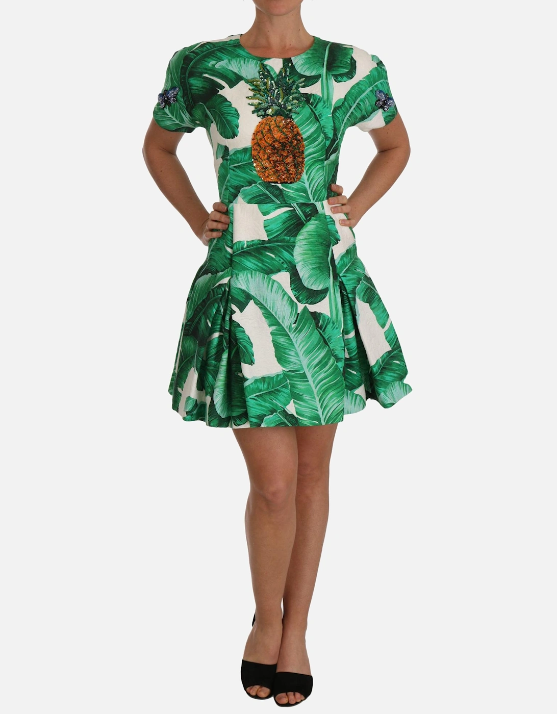 Printed Mini Dress Pineapple Model Women - Green Dresses, 5 of 4