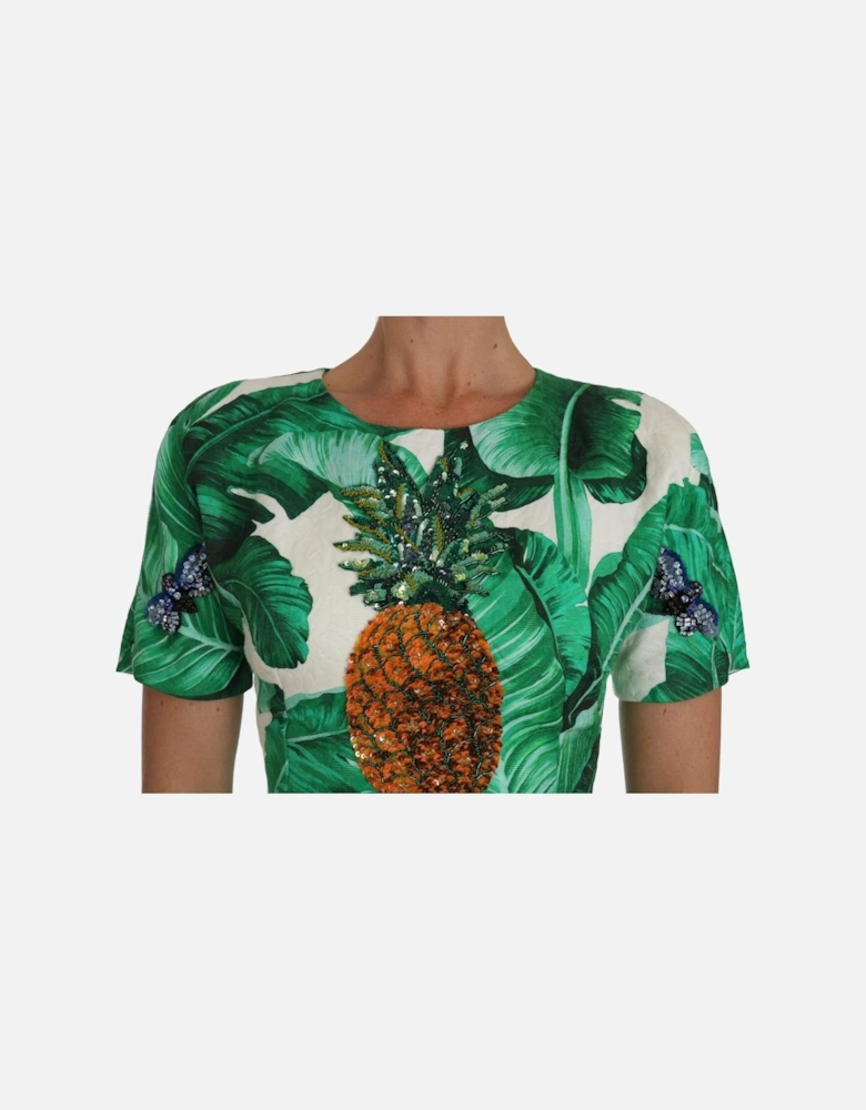Printed Mini Dress Pineapple Model Women - Green Dresses