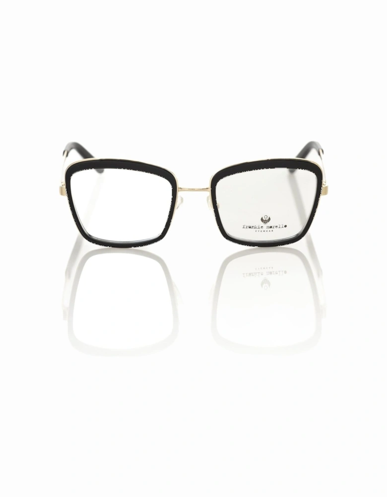 Sophisticated Square Eyeglasses with Black and Gold Pattern Women