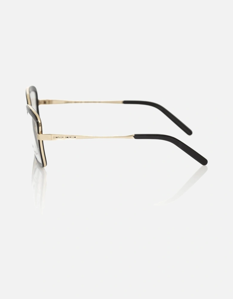 Sophisticated Square Eyeglasses with Black and Gold Pattern Women