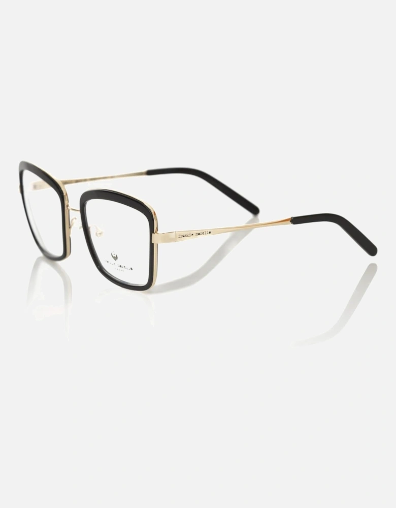Sophisticated Square Eyeglasses with Black and Gold Pattern Women