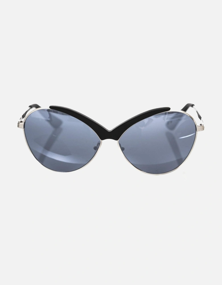 Butterfly Sunglasses with Blue Shaded Lens Women - Black