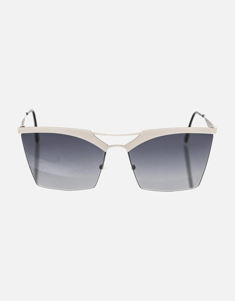 Silver Metal Sunglasses with Black Gradient Lenses Women