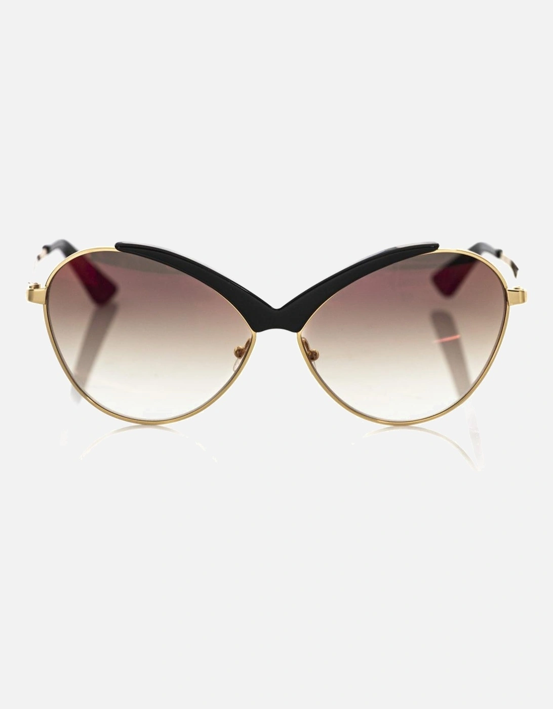 Butterfly-shaped black sunglasses with brown shaded lens. Women, 6 of 5