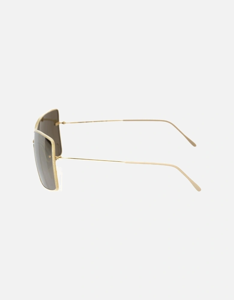 Exquisite Shield Sunglasses with Champagne Mirror Lenses Women - Gold