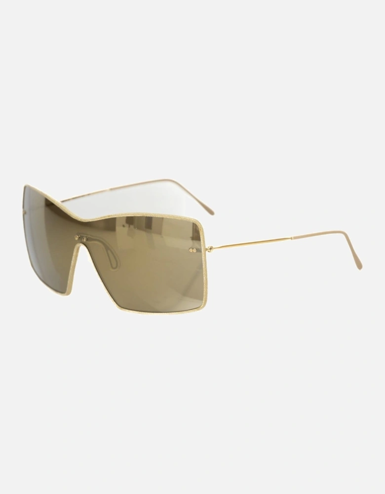 Exquisite Shield Sunglasses with Champagne Mirror Lenses Women - Gold