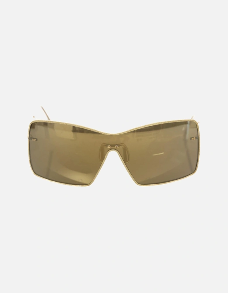 Exquisite Shield Sunglasses with Champagne Mirror Lenses Women - Gold