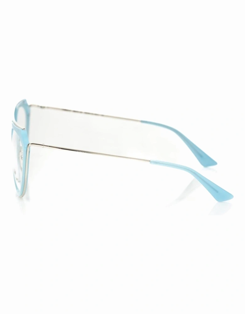 Metallic Aviator Style Eyeglasses in Light Blue Women Frames