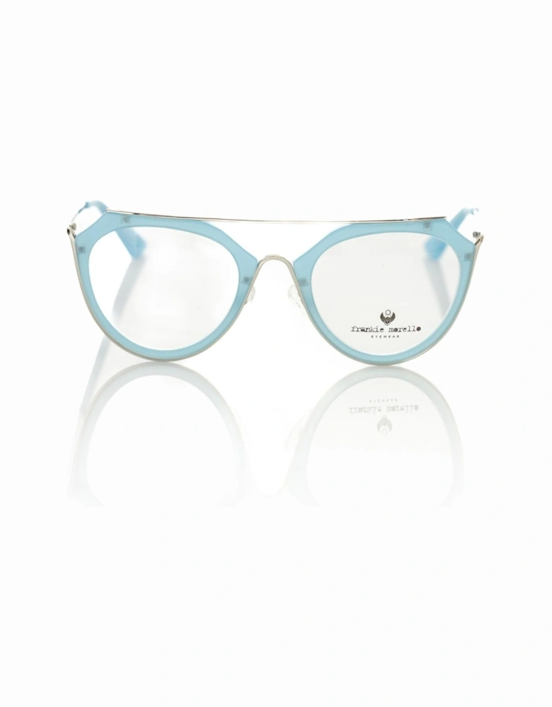 Metallic Aviator Style Eyeglasses in Light Blue Women Frames